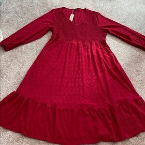 🆕 BloomChic Rich Red Long Sleeve Dress